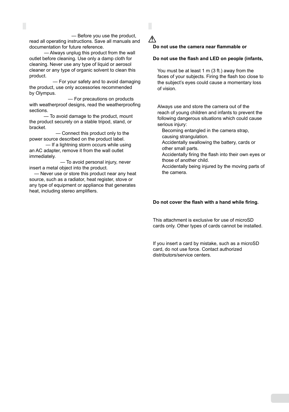 General precautions, Handling the camera, 59 en | Olympus µ-7000 User Manual | Page 59 / 68