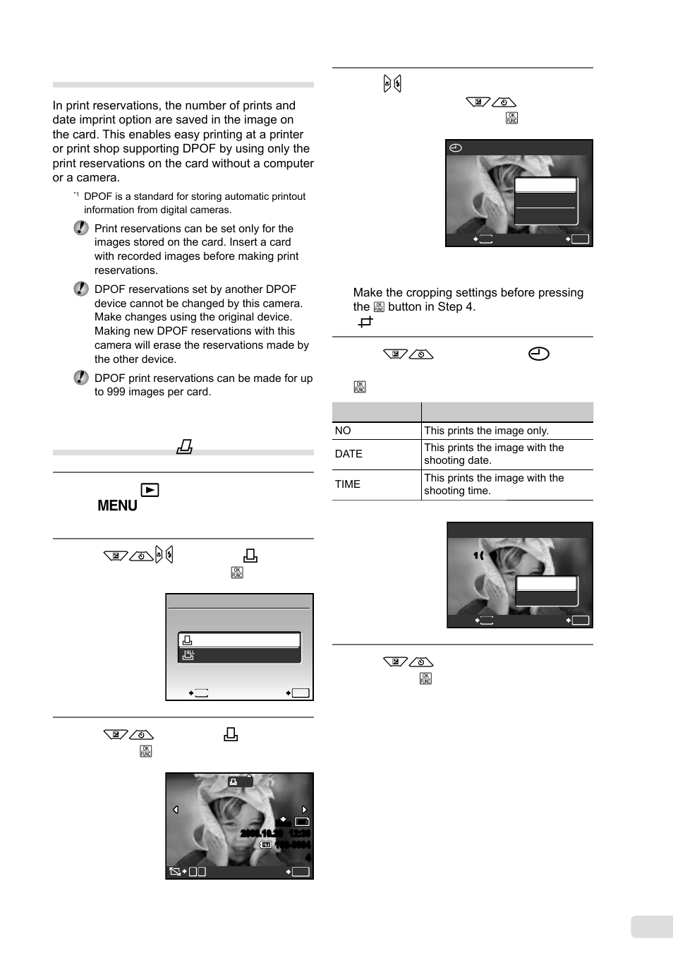 Print reservations (dpof), Single-frame print reservations, En print reservations (dpof | Olympus FE-360 User Manual | Page 37 / 58