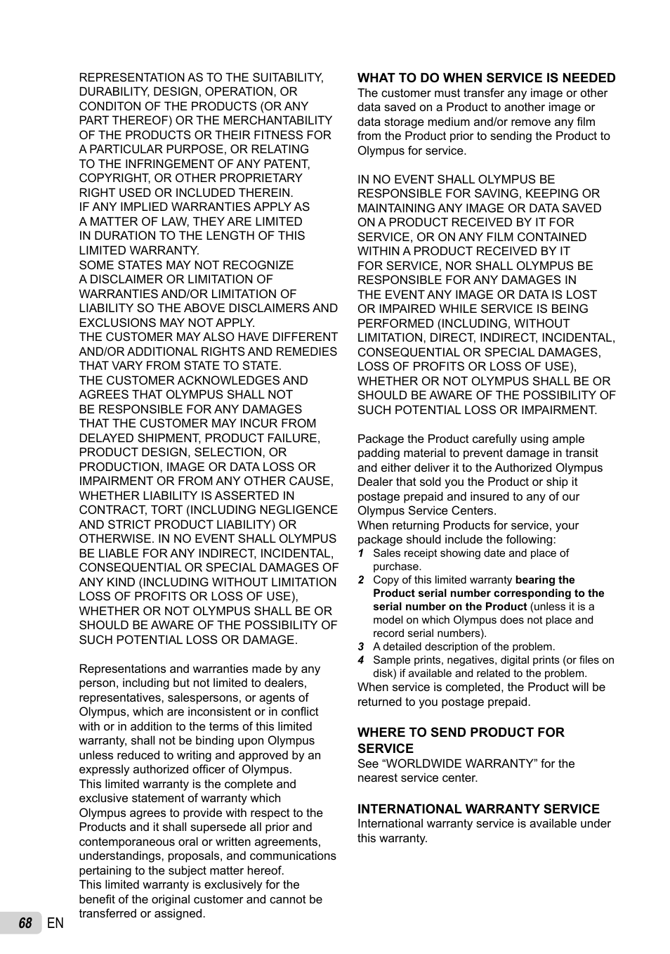 68 en | Olympus 5010 User Manual | Page 68 / 74