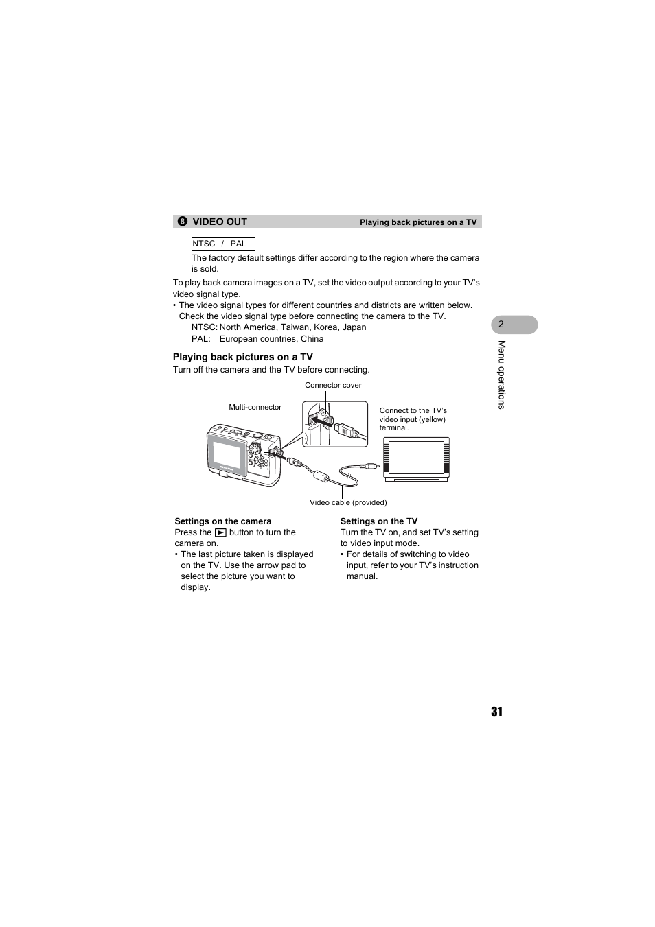 Video out | Olympus FE-140 User Manual | Page 31 / 80