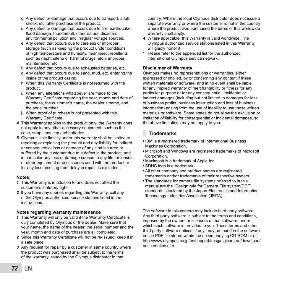 72 en | Olympus VR-310 User Manual | Page 72 / 76