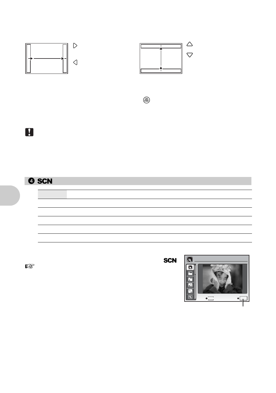 S (scene) selecting a scene mode according to the, Shooting situation” (p. 26), Menu ope rati ons | S (scene) | Olympus 1030 SW User Manual | Page 26 / 80