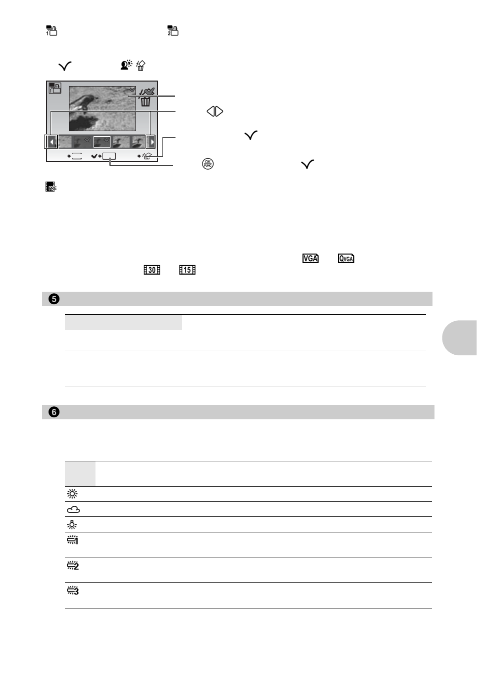 Switching the movie recording mode, Camera menu, Adjusting the color of a picture | Wb adjusting the color of a picture” (p. 27), P. 27, Me nu opera tions | Olympus 1030 SW User Manual | Page 27 / 80
