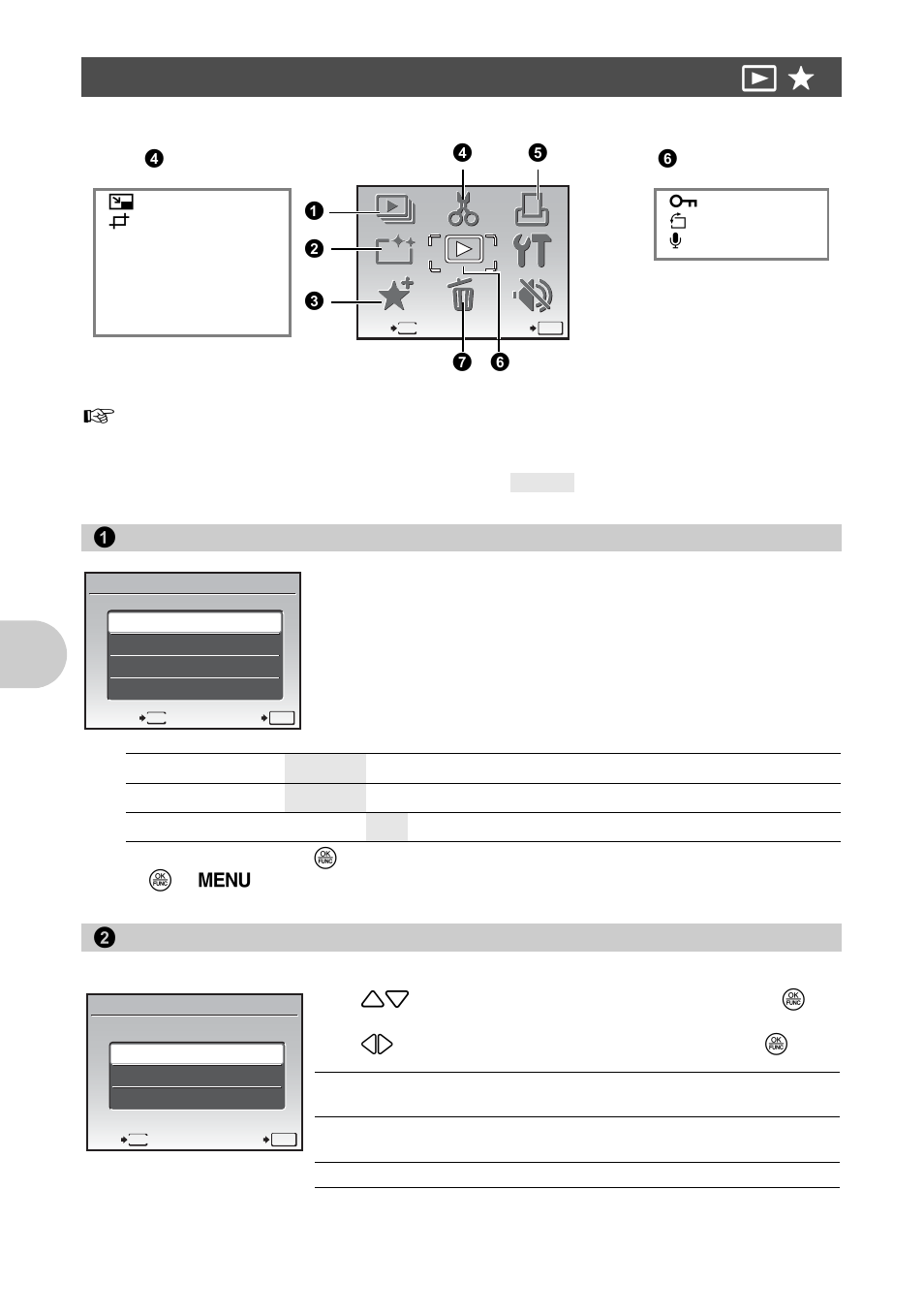 Playback mode menu, Playing back pictures automatically, Editing images | Perfect fix editing images” (p. 30), Playback mode menu q p, Menu ope rati ons, Slideshow, Perfect fix | Olympus 1030 SW User Manual | Page 30 / 80