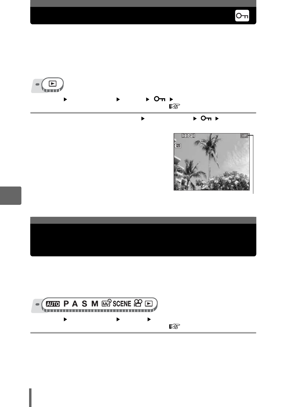 Protecting pictures, P. 104, Protecting pictures” (p. 104) | Olympus SP-350 User Manual | Page 104 / 195