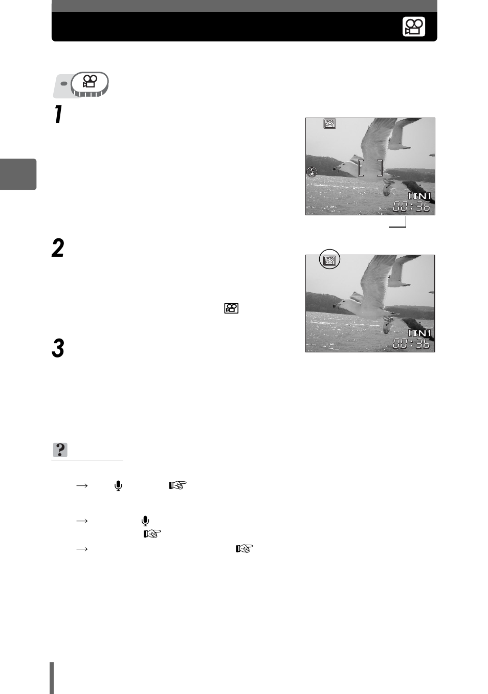 Recording movies, Recording movies” (p. 50) | Olympus SP-350 User Manual | Page 50 / 195