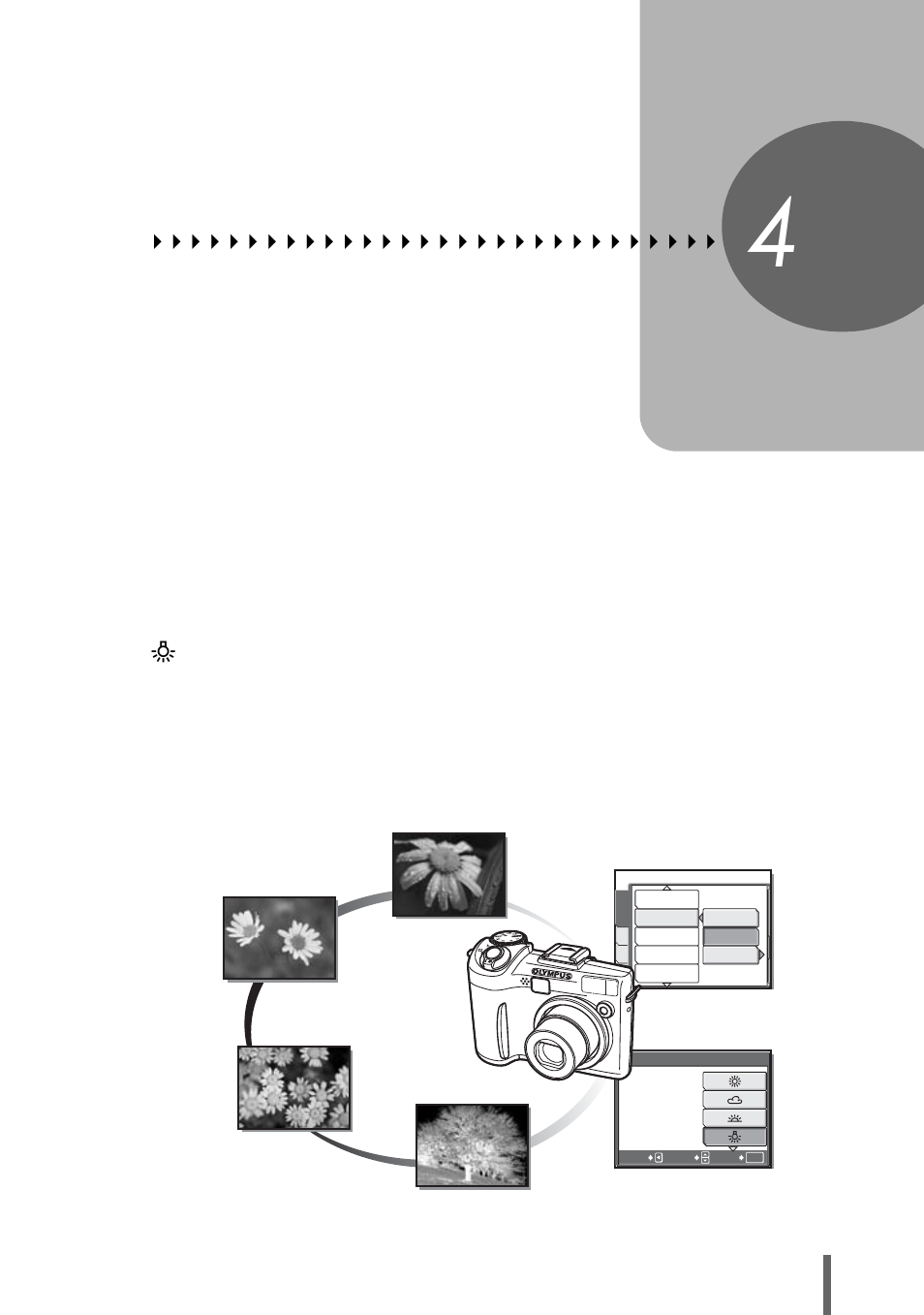 4 advanced shooting functions, Advanced shooting functions, P. 53 | Olympus SP-350 User Manual | Page 53 / 195