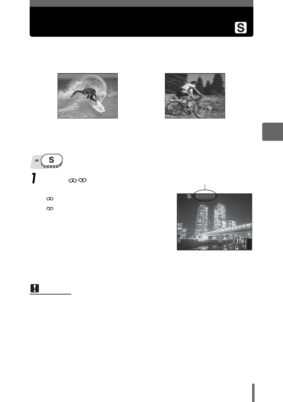 Changing the shutter speed for shooting pictures, Changing the, Shutter speed for shooting pictures” (p. 55) | Olympus SP-350 User Manual | Page 55 / 195