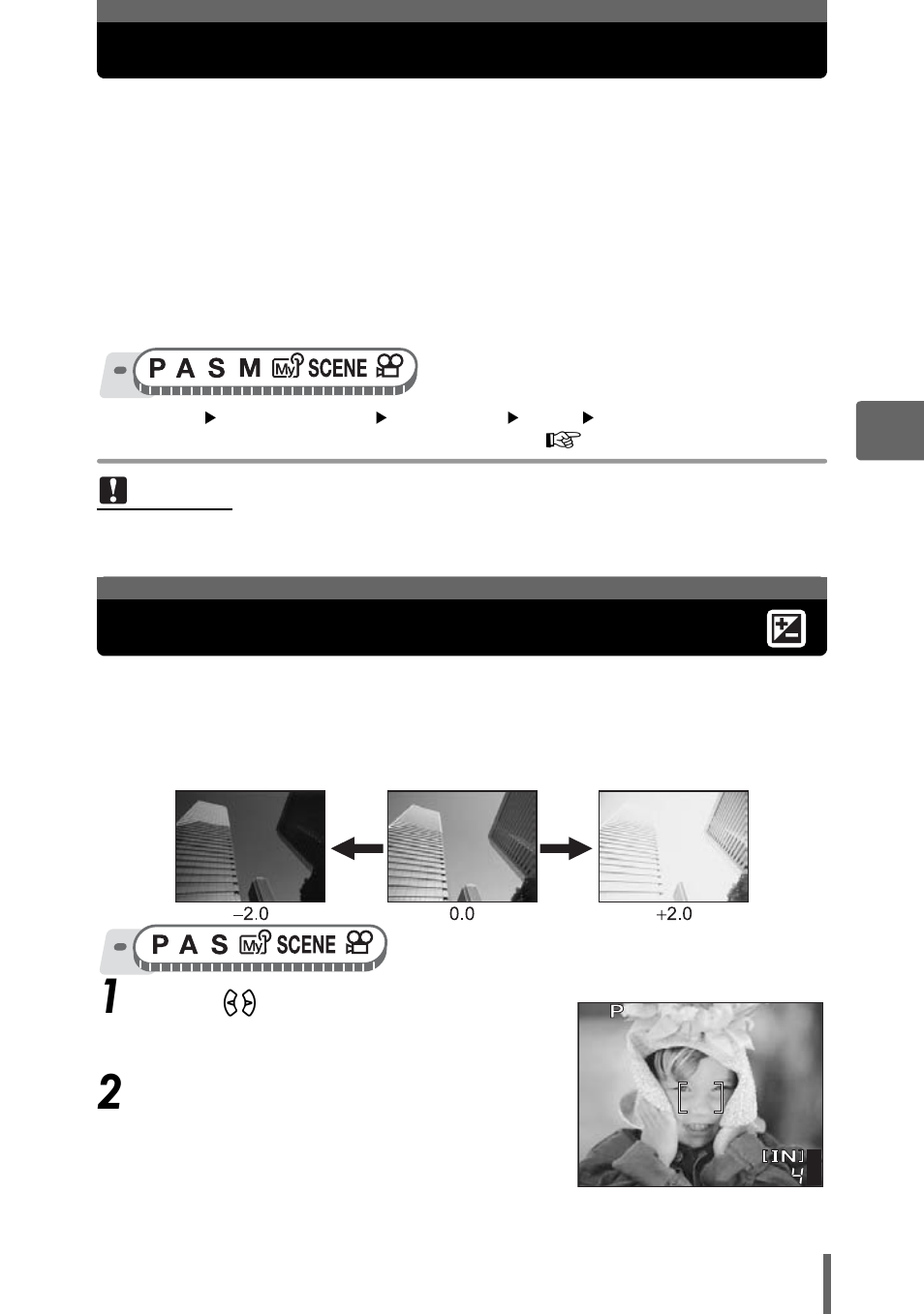 Changing iso sensitivity (iso), Changing picture brightness | Olympus SP-350 User Manual | Page 63 / 195