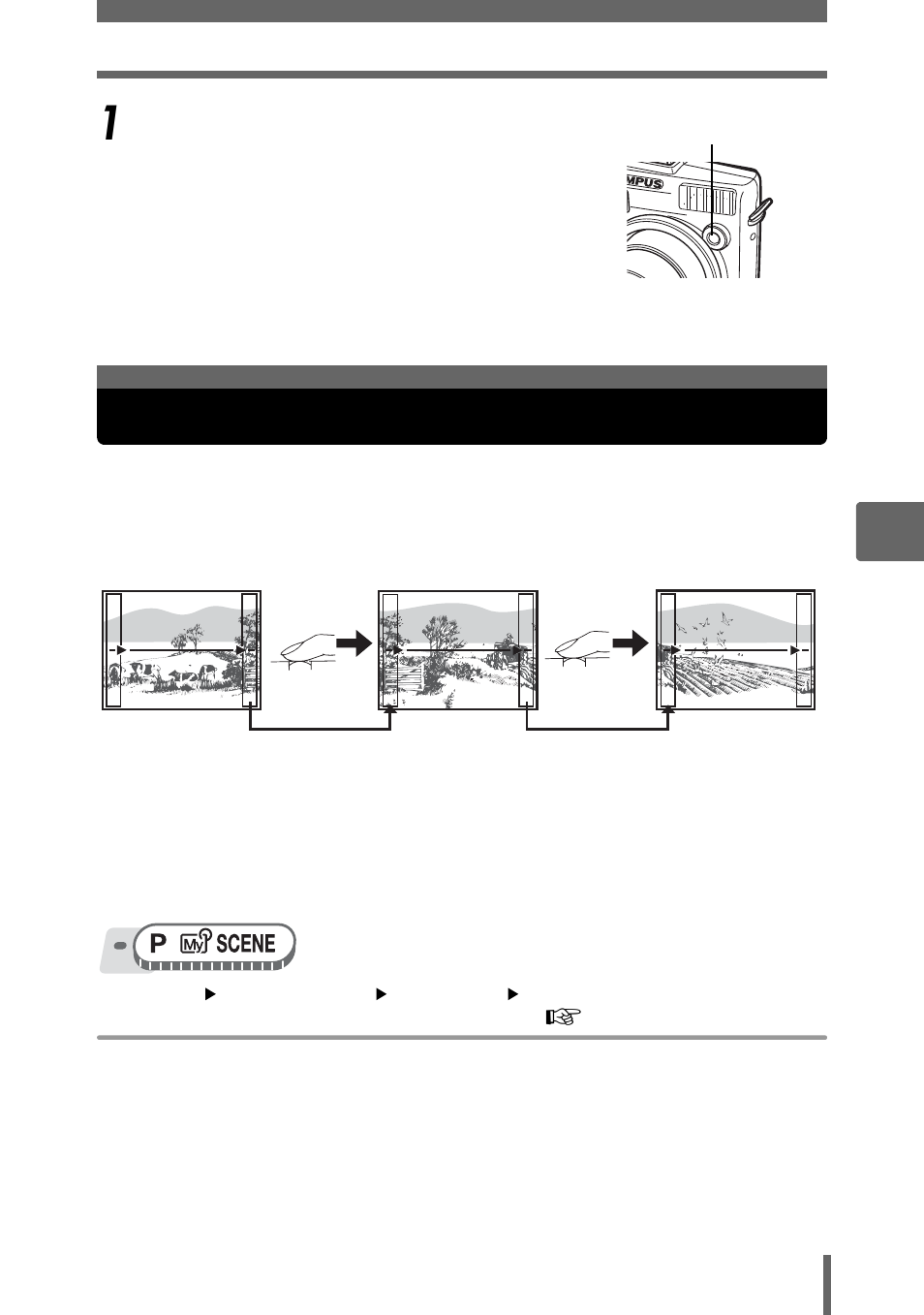 Panorama shooting | Olympus SP-350 User Manual | Page 73 / 195