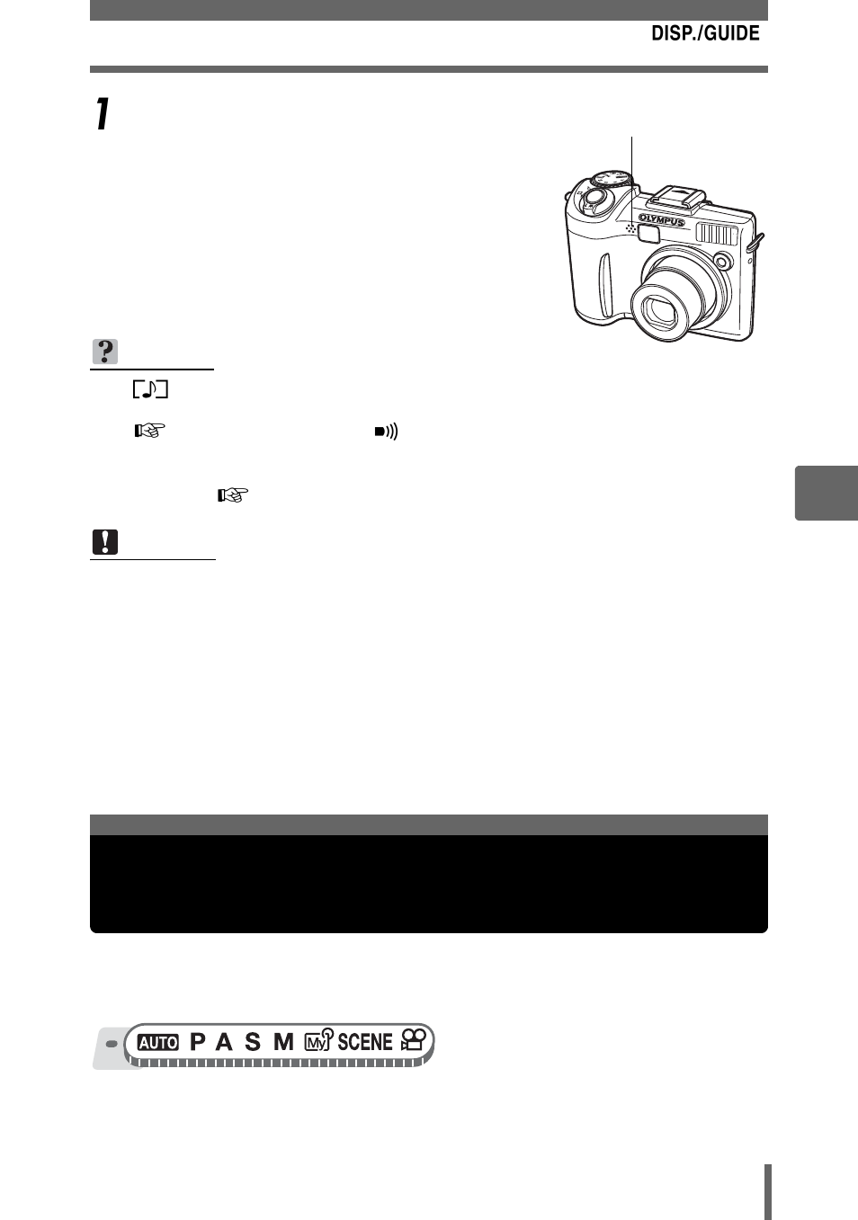 Changing the monitor display (disp./guide), P. 75 | Olympus SP-350 User Manual | Page 75 / 195