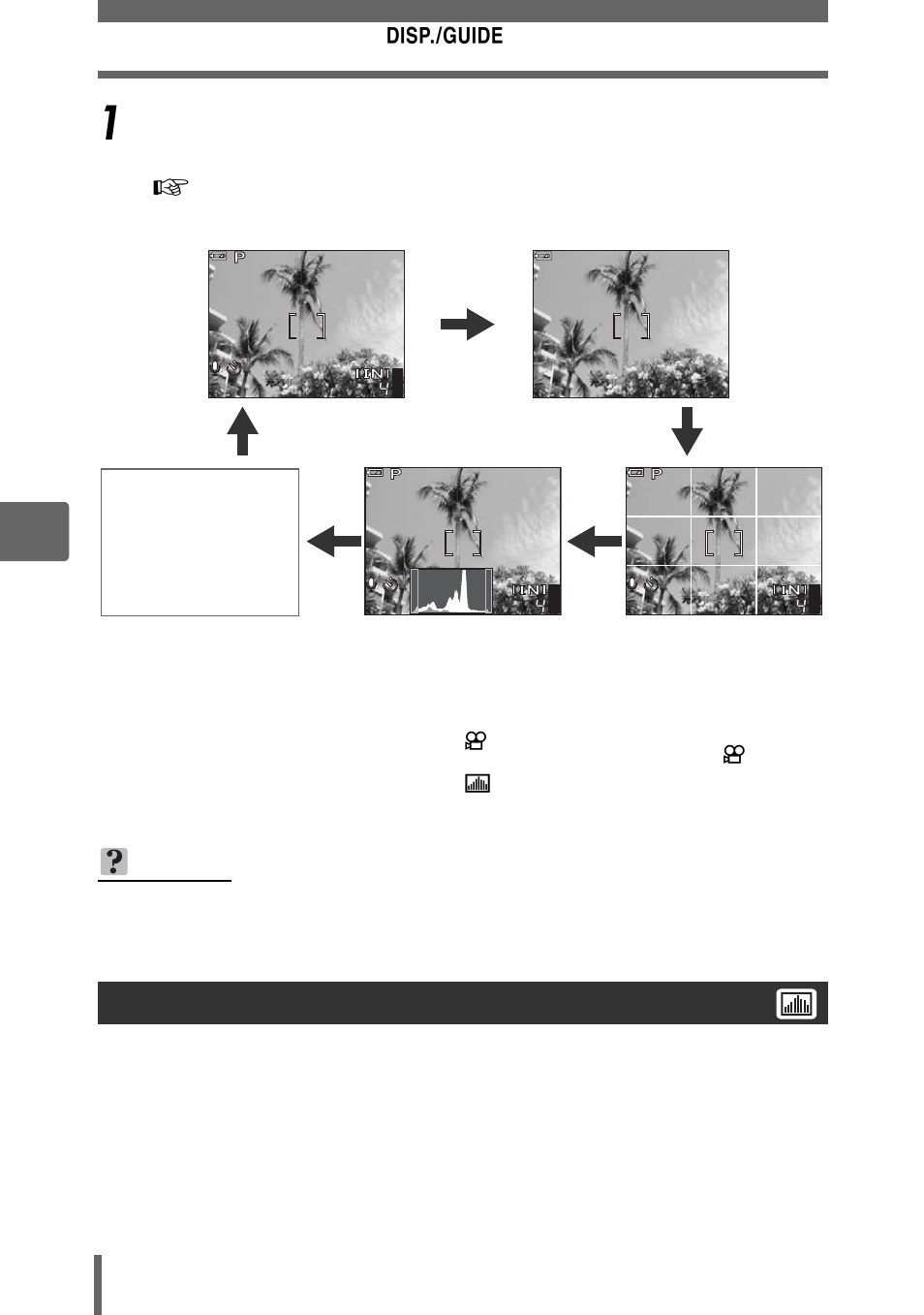 Histogram, Press the disp./guide button repeatedly, Ad dit io n al sh o o ti ng fu ncti on s | Tips | Olympus SP-350 User Manual | Page 76 / 195