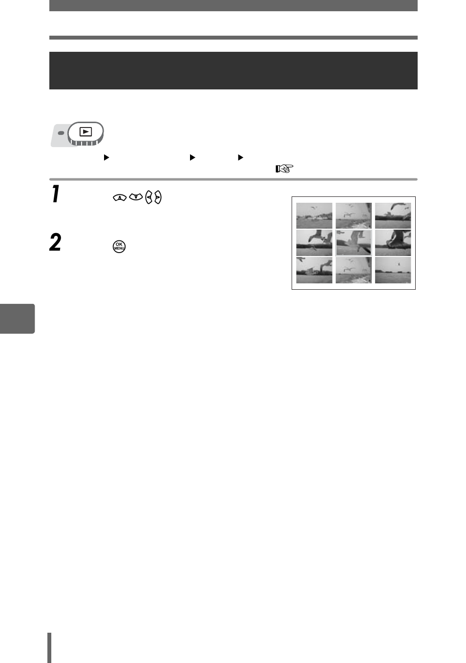 Selecting the position to begin movie playback, Index play) | Olympus SP-350 User Manual | Page 82 / 195