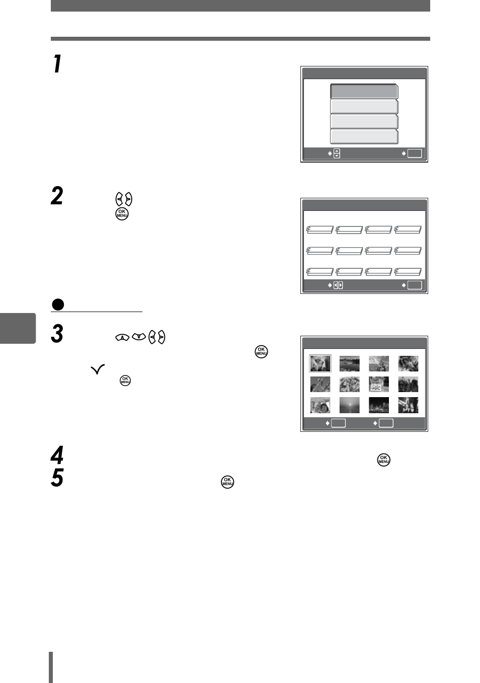 Sel. image, Select the album entry method, Press pq to select an album, and press z | Select [yes], and press z, Pl ayba c k | Olympus SP-350 User Manual | Page 84 / 195