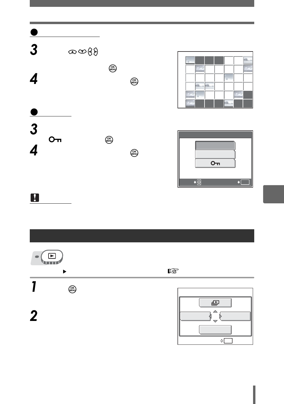 Viewing pictures in albums (sel. album), Gp. 85, P. 85 | Set calendar, Set all, Select [yes], and press z, Select [photo], [movie] or [ 0 ], and press z, Press z, Select [sel. album, Pl ayback | Olympus SP-350 User Manual | Page 85 / 195