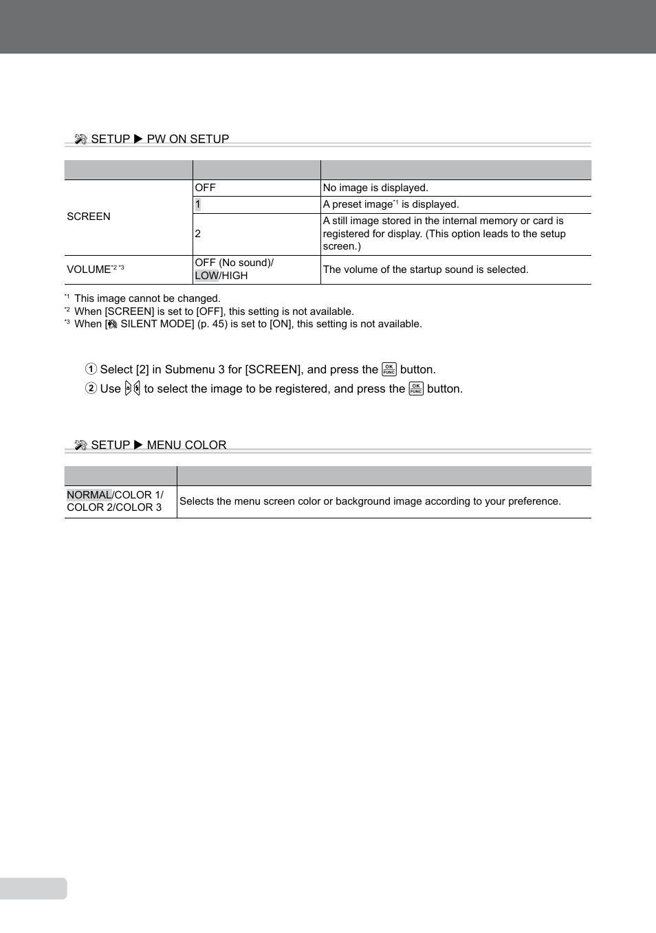 Selecting the menu screen color and background, 0 en | Olympus 9000 User Manual | Page 40 / 73