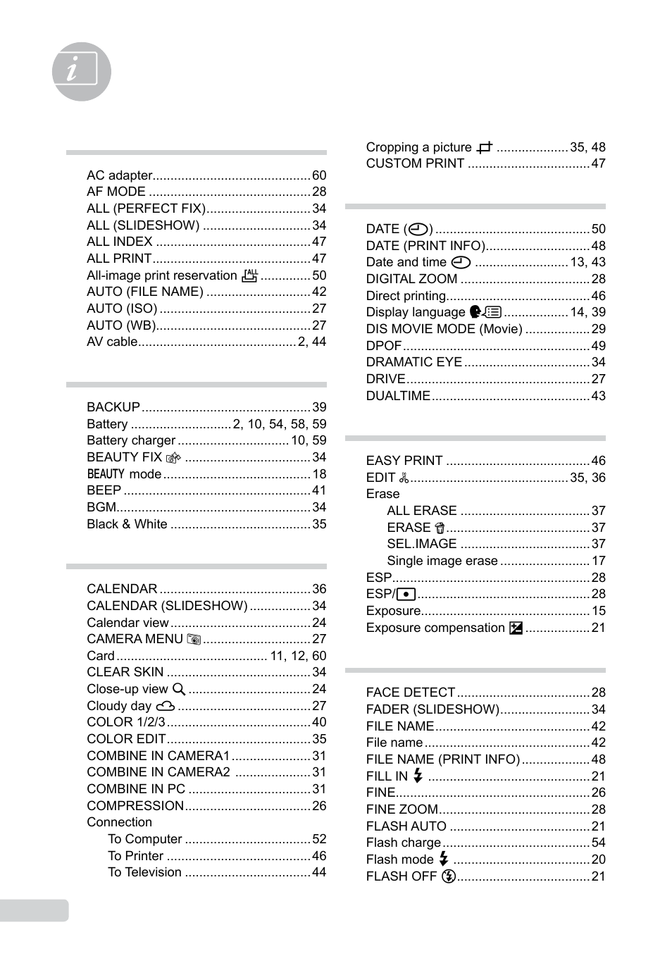 Index | Olympus 9000 User Manual | Page 70 / 73