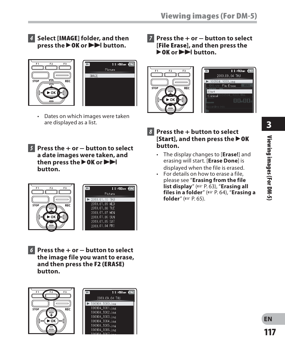 Viewing images (for dm-5) | Olympus DM-5 User Manual | Page 117 / 187