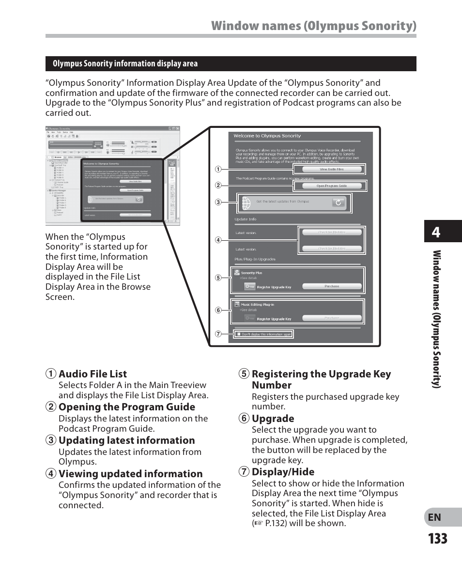 Window names (olympus sonority) | Olympus DM-5 User Manual | Page 133 / 187