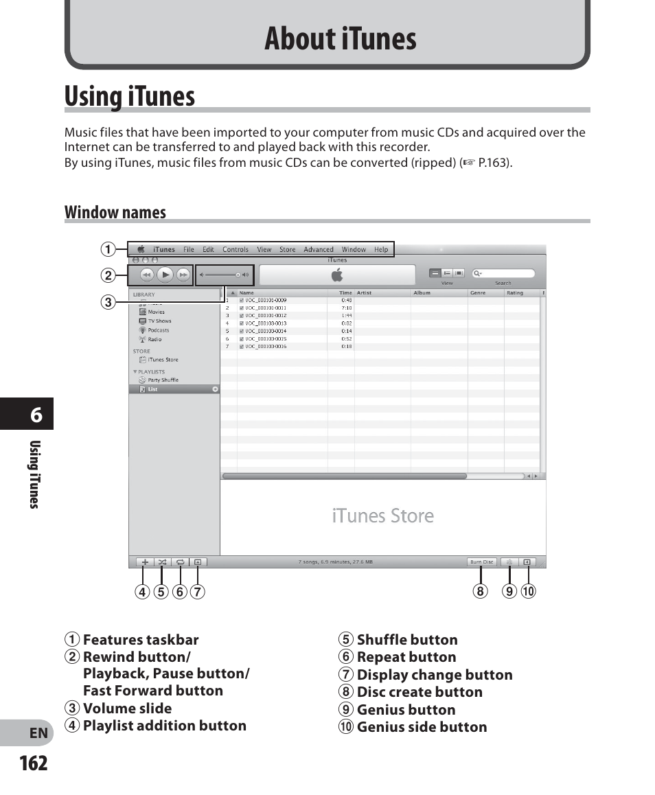About itunes, Using itunes | Olympus DM-5 User Manual | Page 162 / 187