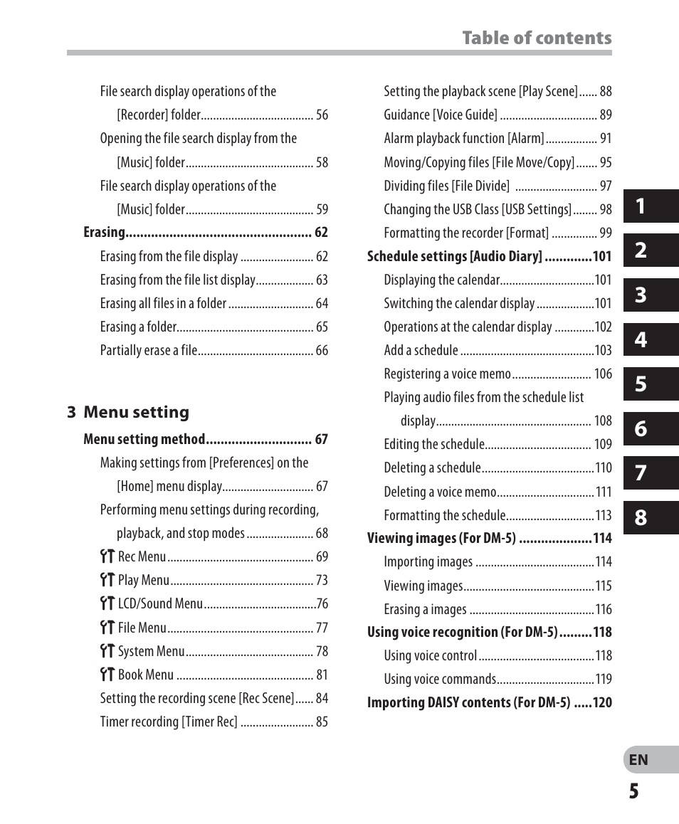 Olympus DM-5 User Manual | Page 5 / 187