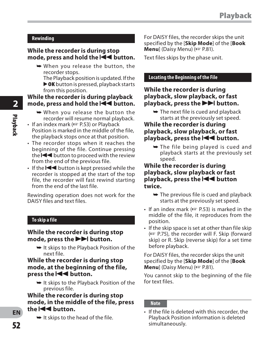 Playback | Olympus DM-5 User Manual | Page 52 / 187
