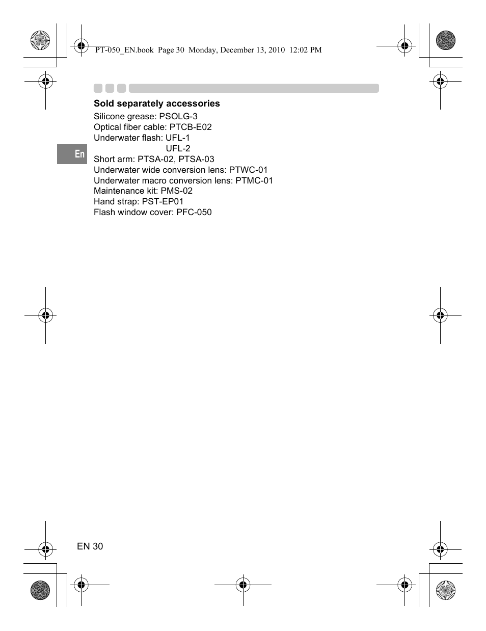 Olympus PT-050 User Manual | Page 30 / 31