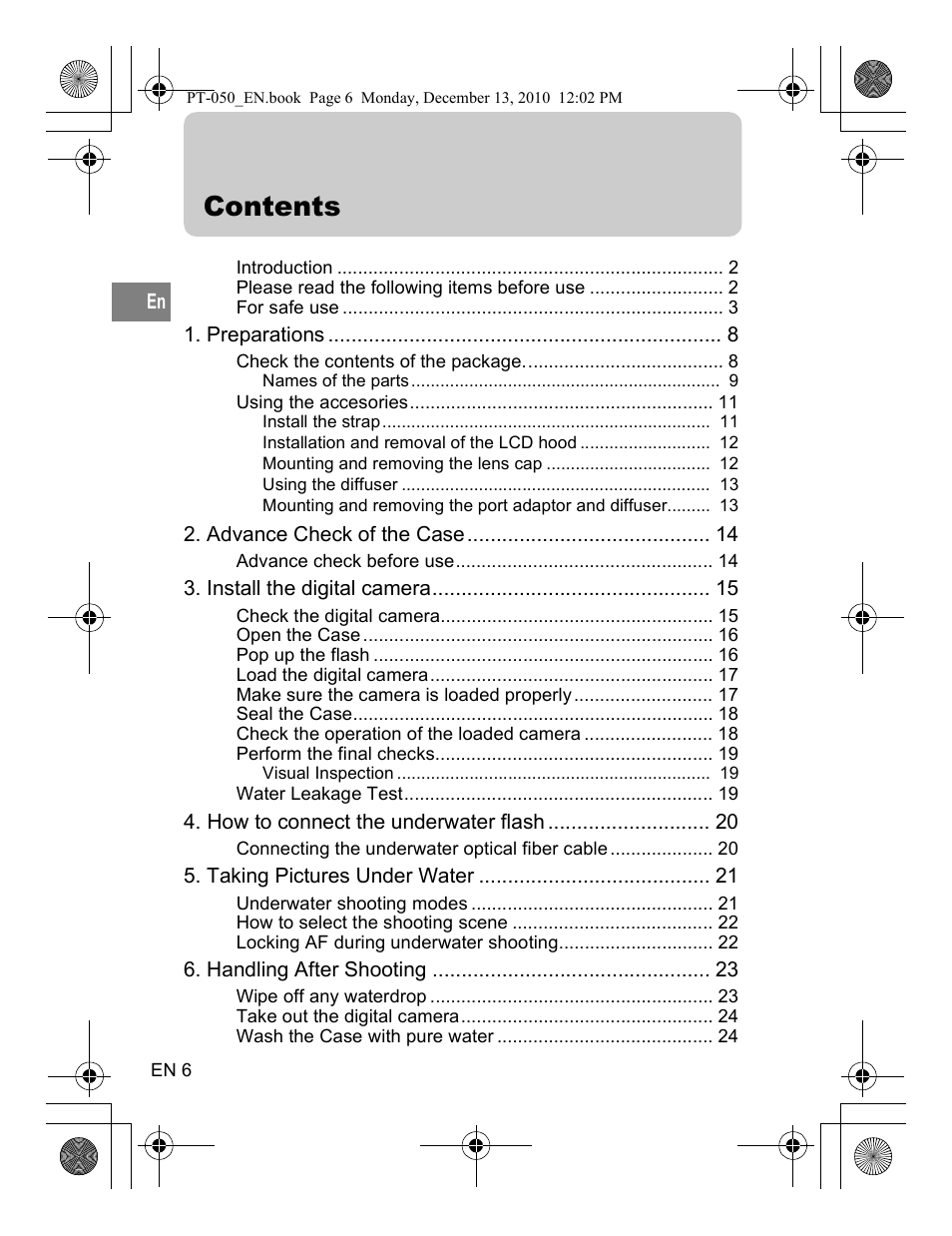 Olympus PT-050 User Manual | Page 6 / 31