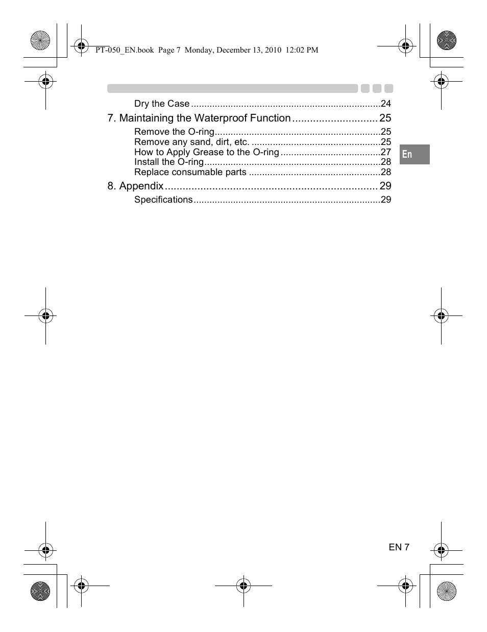 Olympus PT-050 User Manual | Page 7 / 31