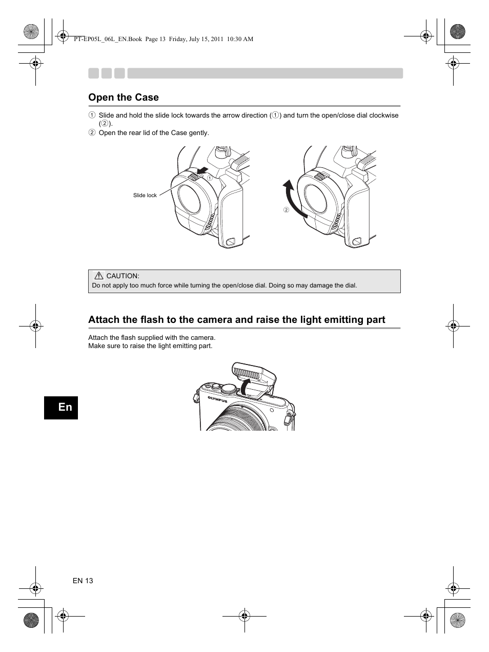 Open the case | Olympus PT-EP06L User Manual | Page 14 / 27