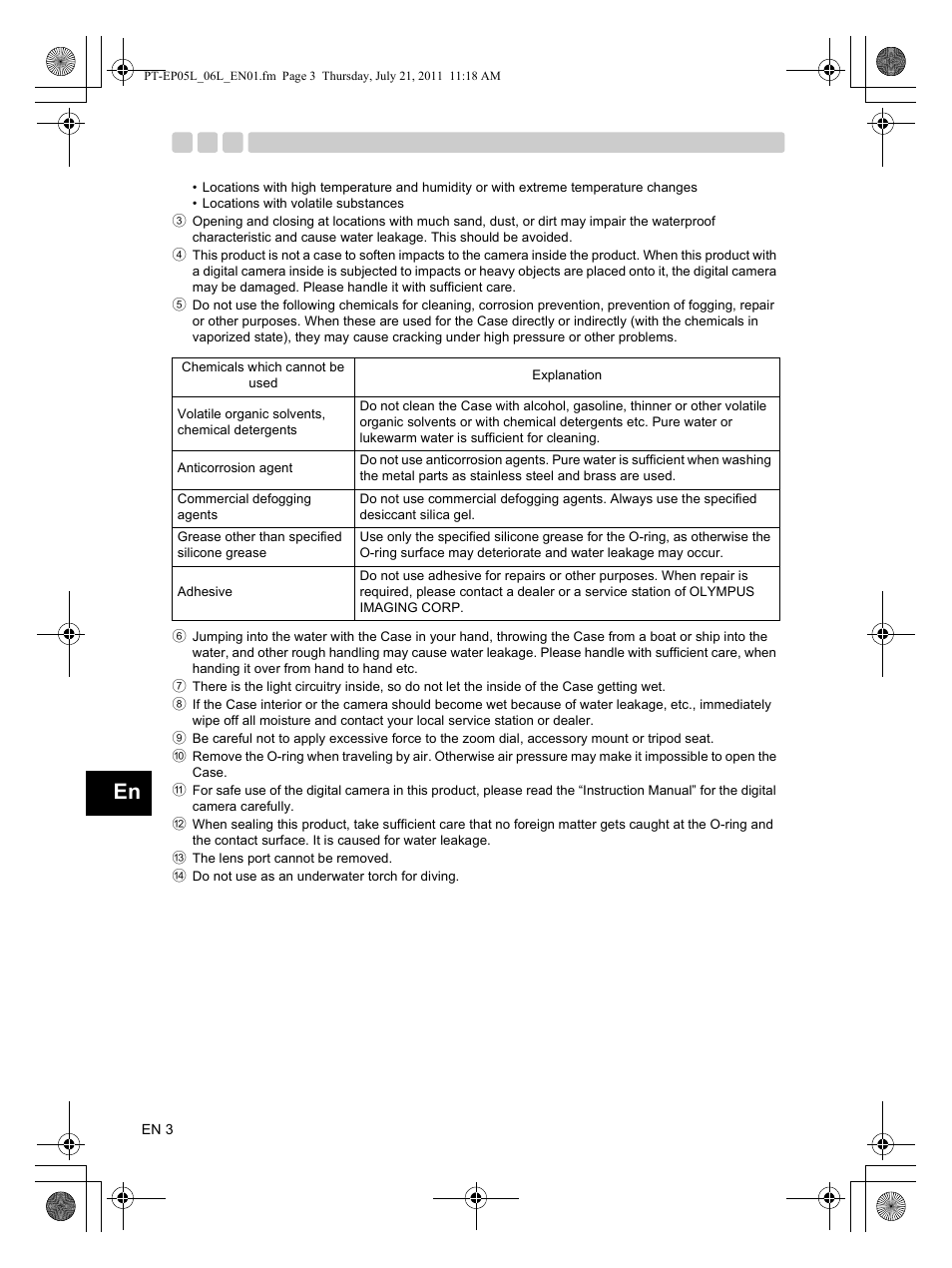 Olympus PT-EP06L User Manual | Page 4 / 27