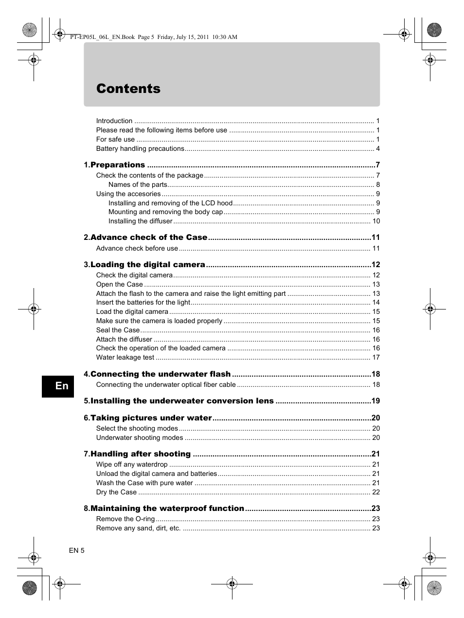 Olympus PT-EP06L User Manual | Page 6 / 27