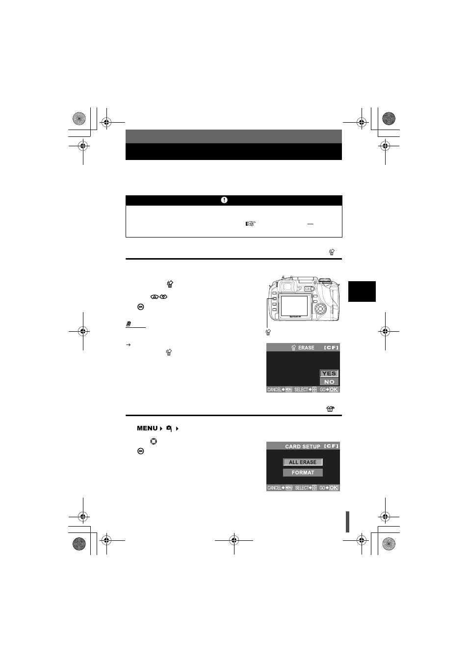 Erasing images, Single-frame erase, All-frame erase | Single-frame erase all-frame erase | Olympus E-330 User Manual | Page 101 / 196