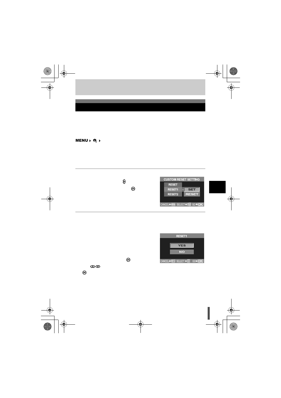 Custom reset setting, Customizing the settings/functions of your camera | Olympus E-330 User Manual | Page 103 / 196