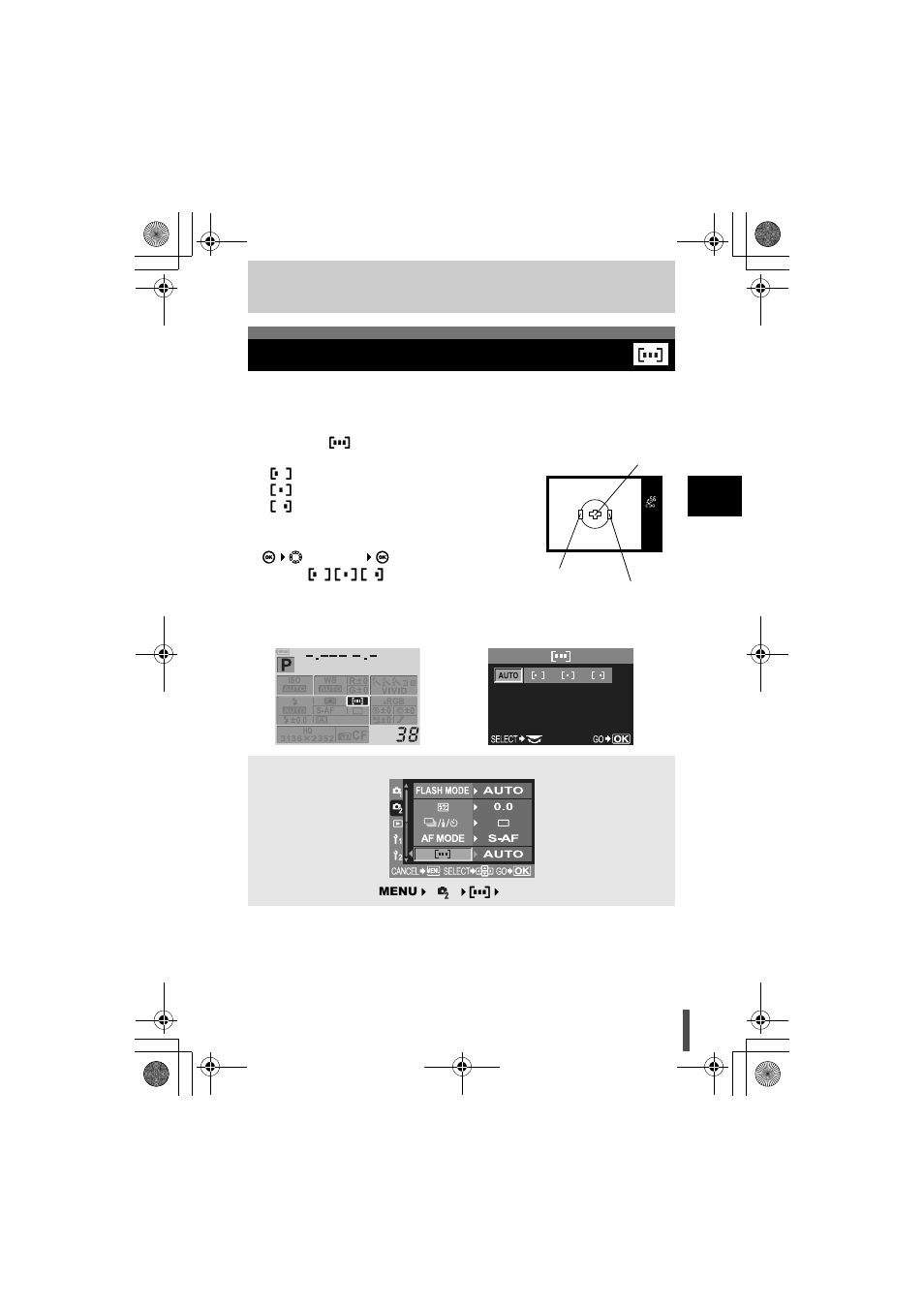 4 focusing functions, Af frame selection, Focusing functions | Olympus E-330 User Manual | Page 65 / 196