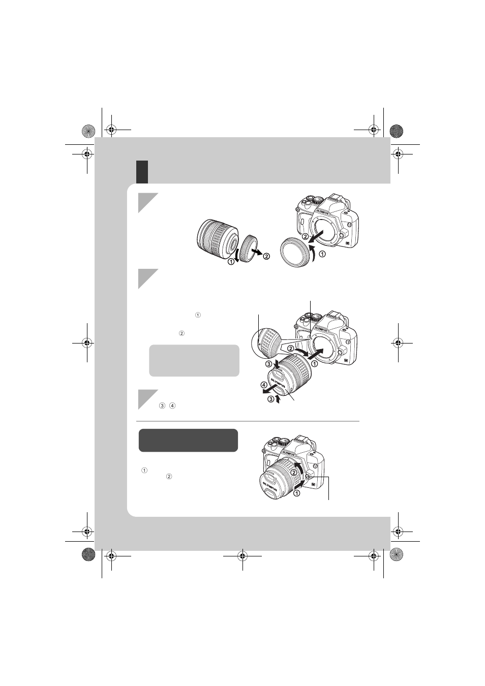 Attaching a lens to the camera | Olympus E-450 User Manual | Page 12 / 147