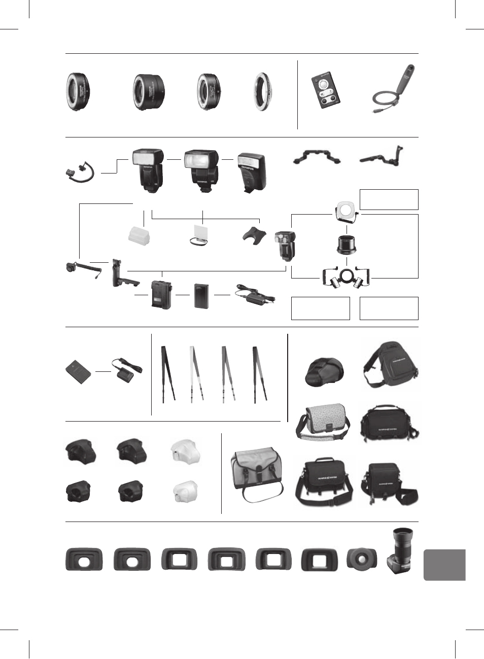 Adapters, Remote control, Information | Flash system | Olympus E-450 User Manual | Page 133 / 147