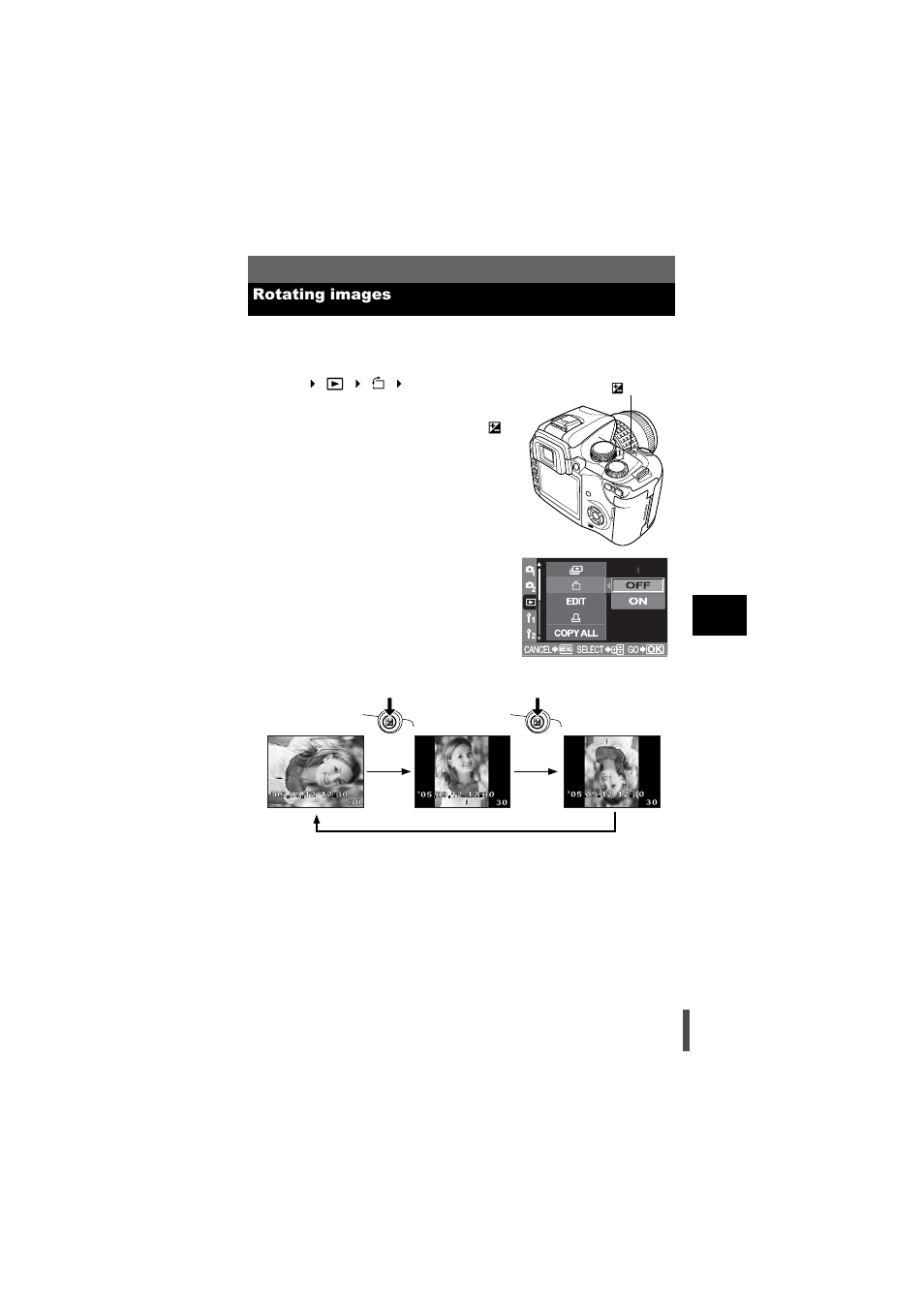 Rotating images | Olympus E-500 User Manual | Page 107 / 216