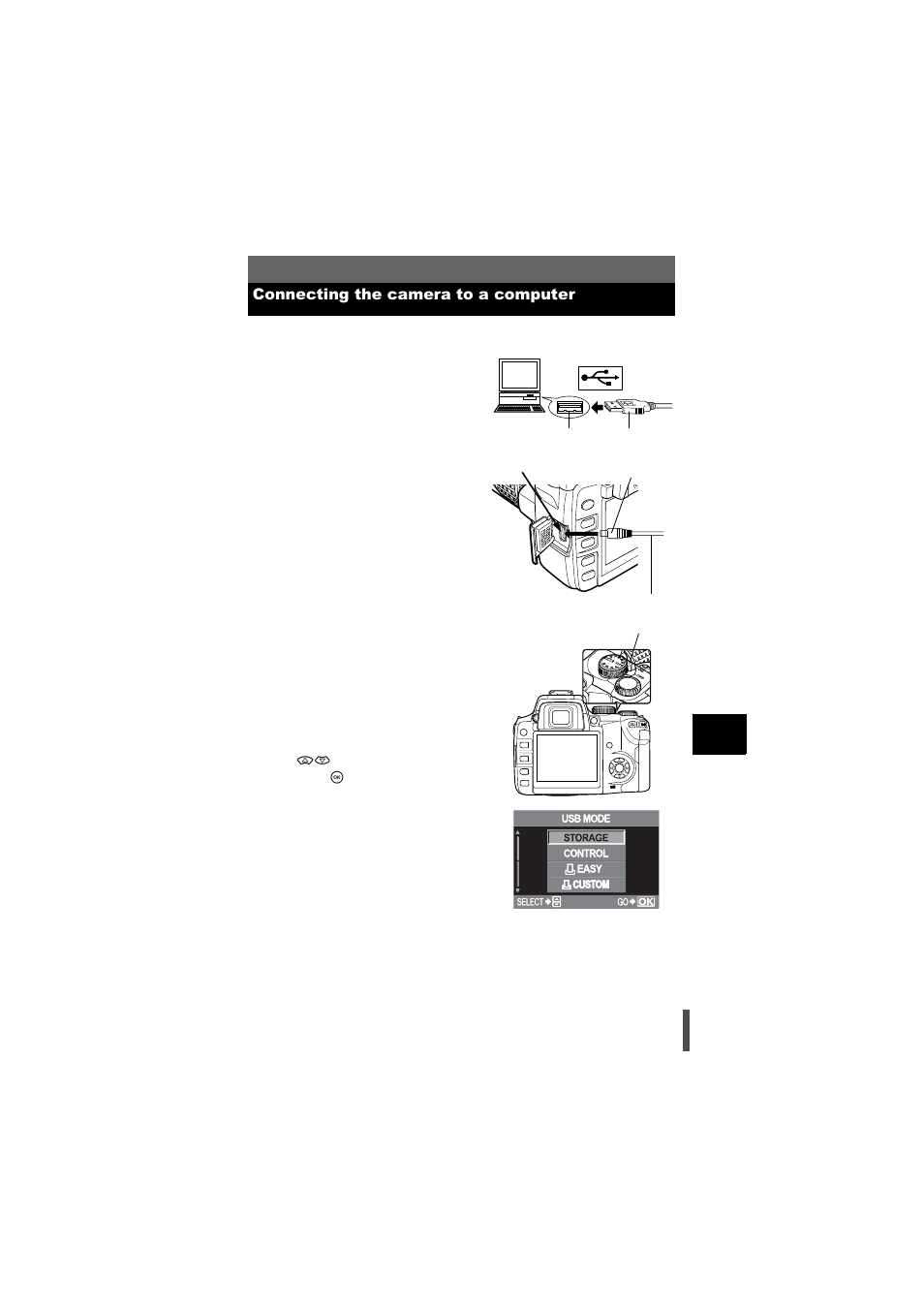 Connecting the camera to a computer, G p. 159 | Olympus E-500 User Manual | Page 159 / 216