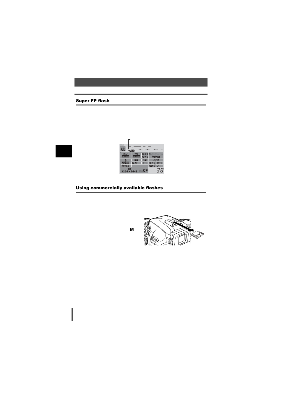 Super fp flash, Using commercially available flashes | Olympus E-500 User Manual | Page 60 / 216