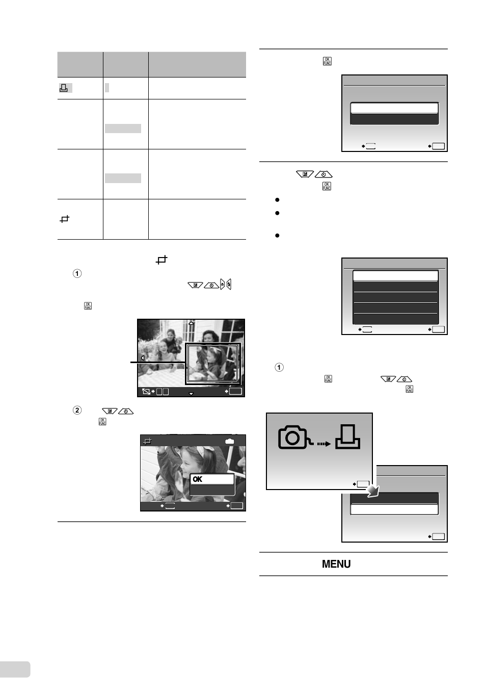 36 en, Press the b button, Use kl to select [print], and press the b button | Press the m button | Olympus FE-45 User Manual | Page 36 / 58