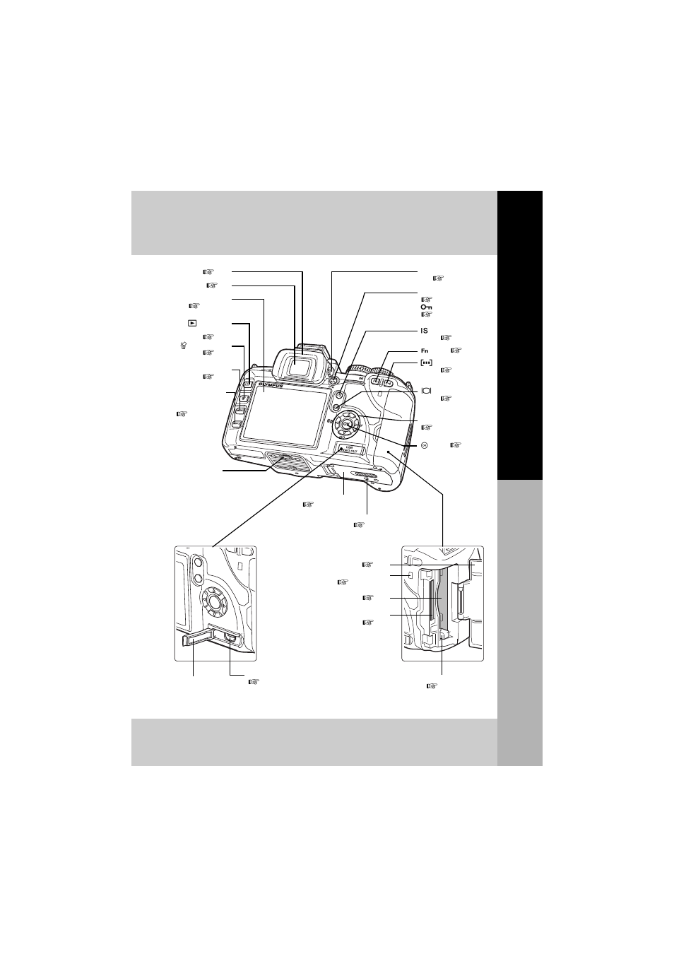 Basic guide, Names of p ar ts and functio n s | Olympus E-520 User Manual | Page 3 / 147