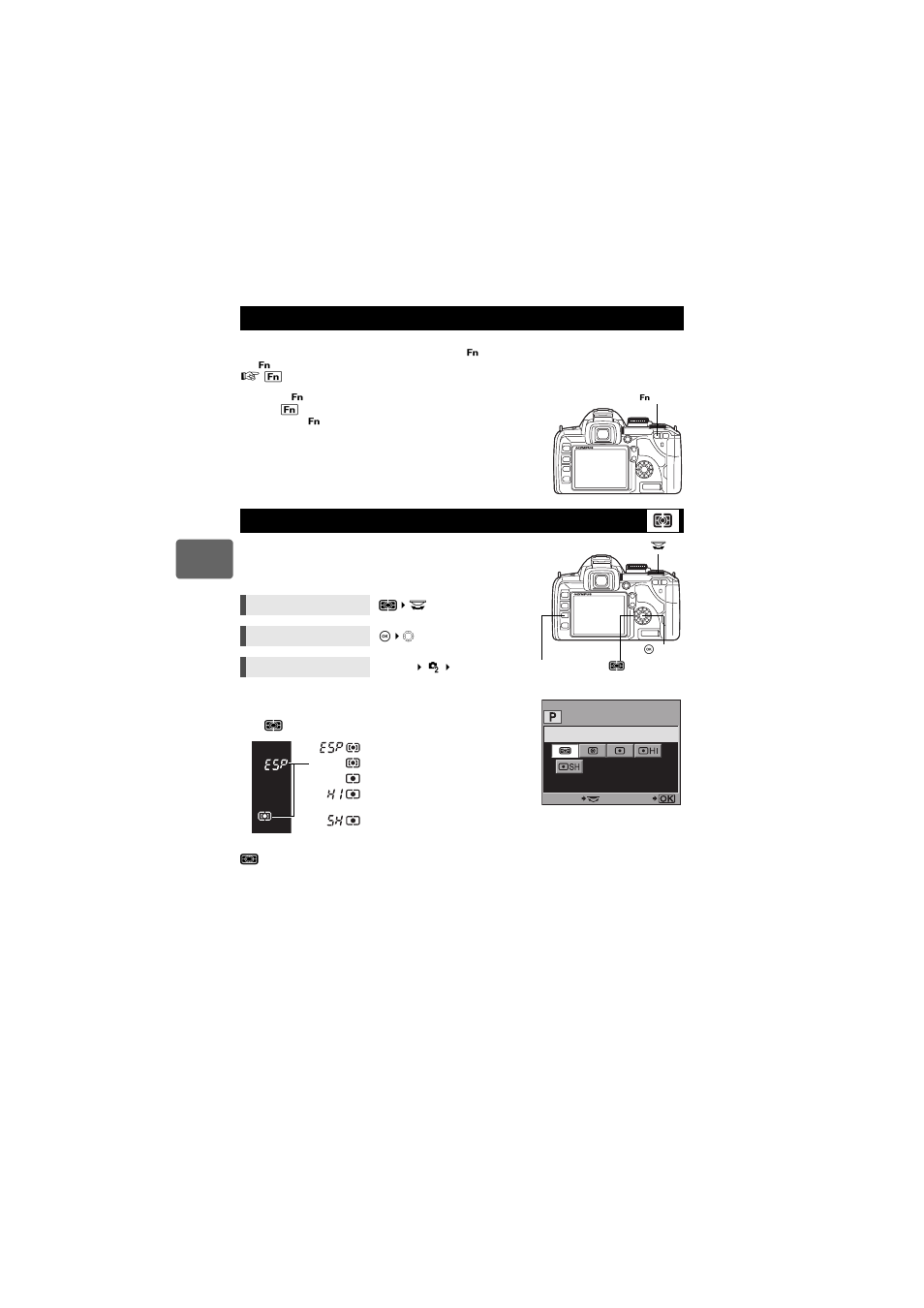 Preview function changing the metering mode | Olympus E-520 User Manual | Page 46 / 147