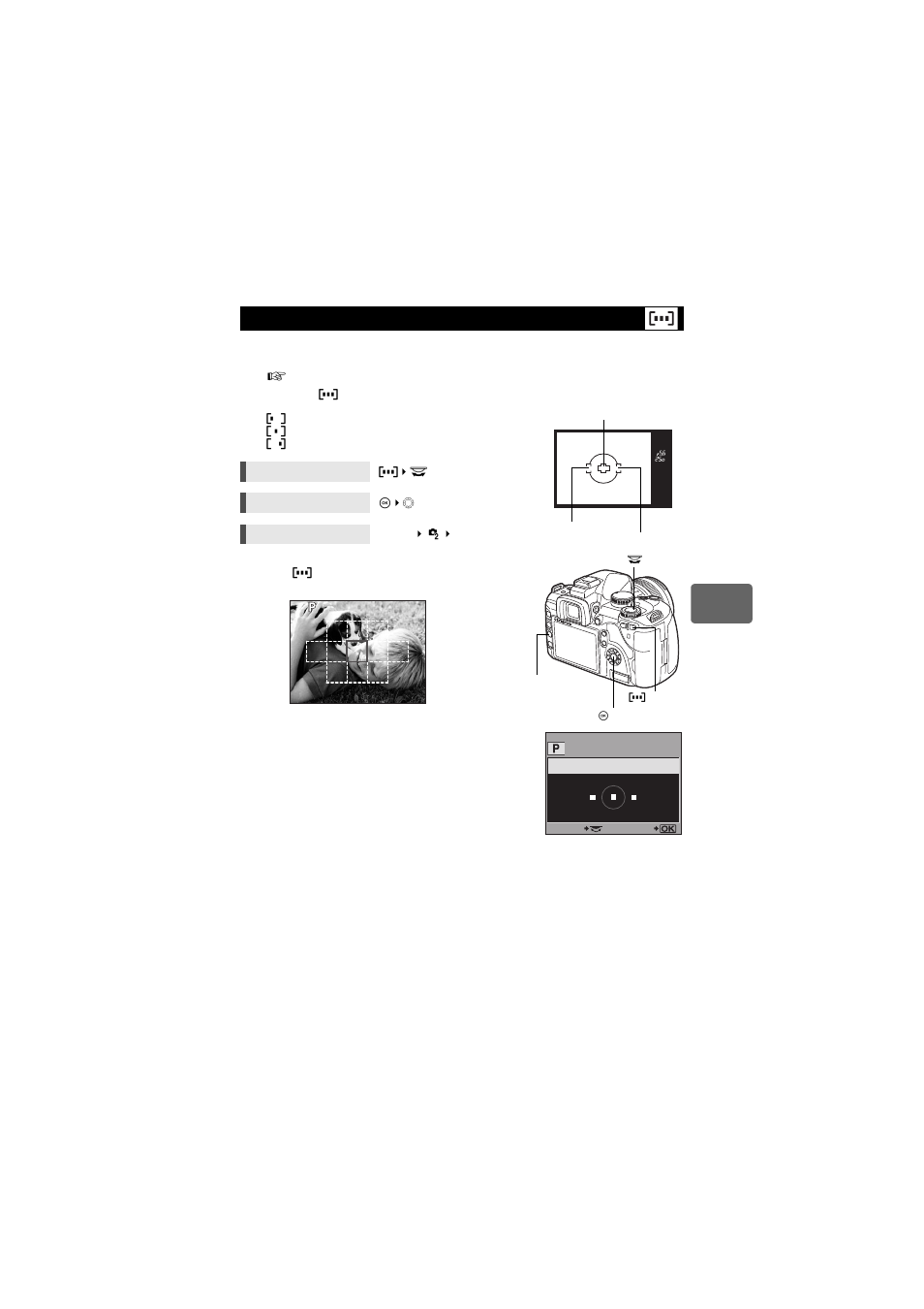Af target selection | Olympus E-520 User Manual | Page 53 / 147