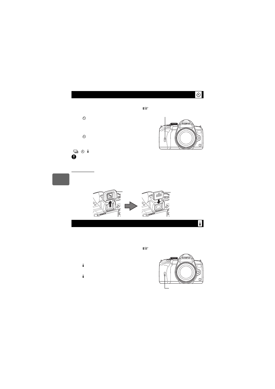 Self-timer shooting remote control shooting | Olympus E-520 User Manual | Page 56 / 147