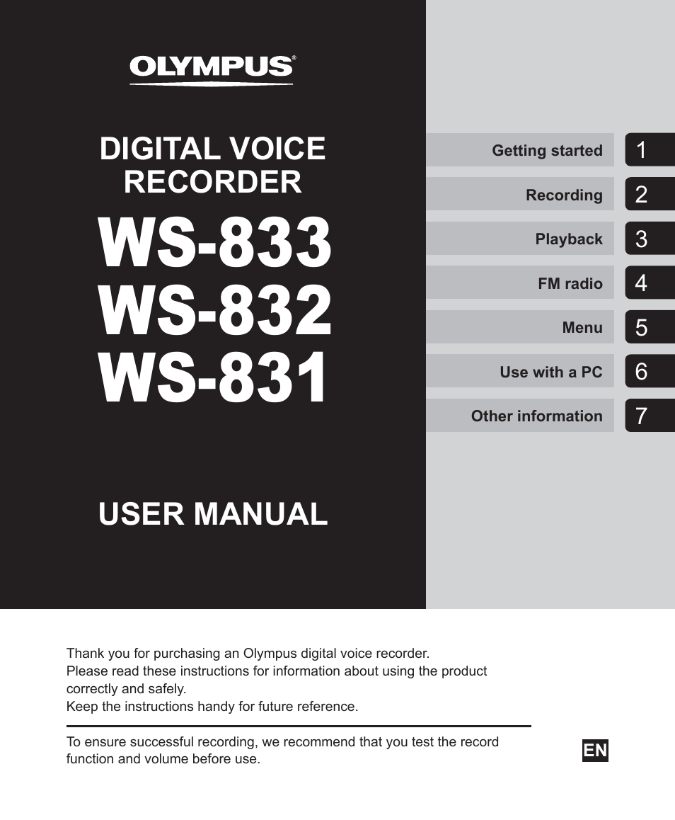 Olympus WS833 User Manual | 118 pages