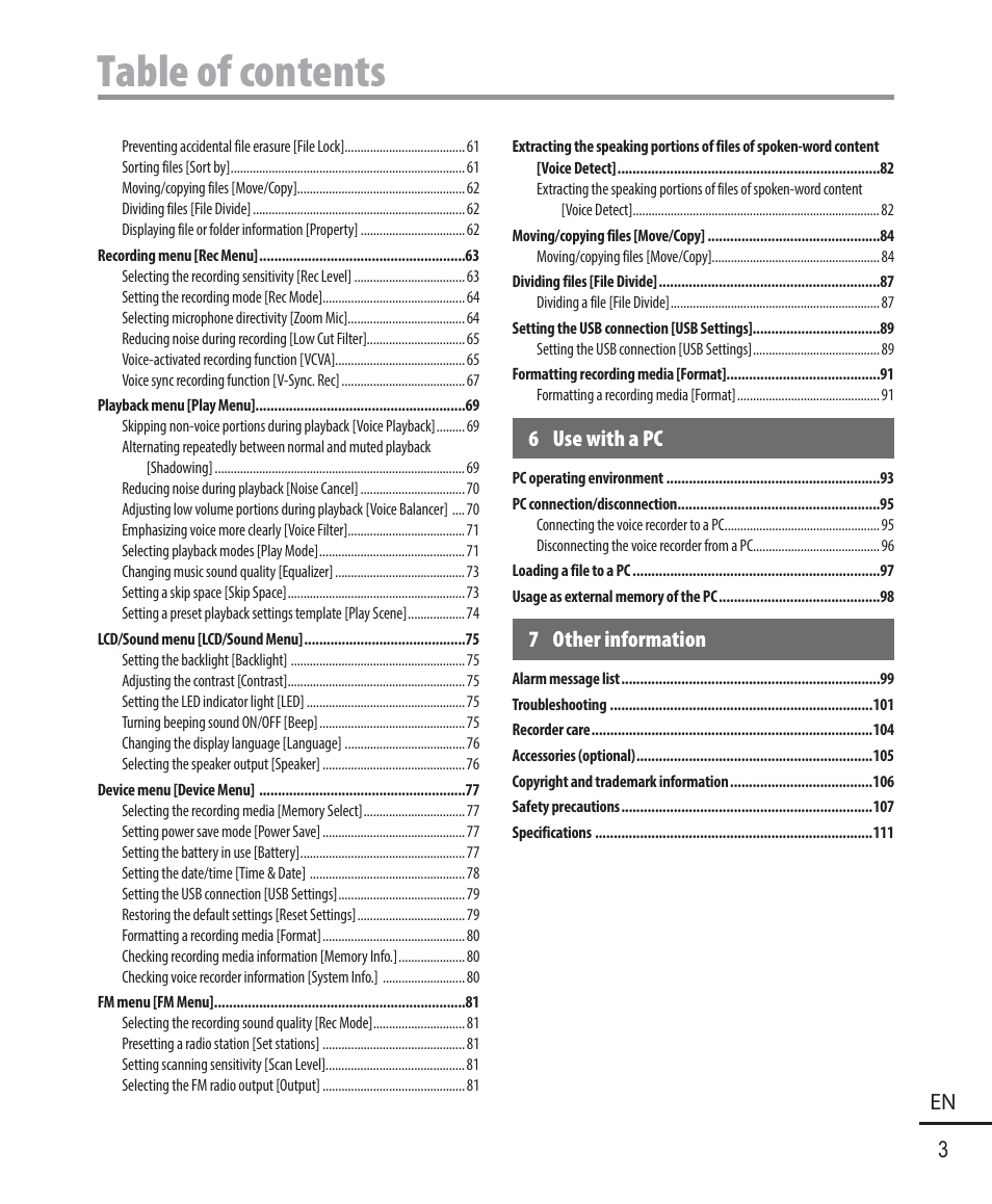 Olympus WS833 User Manual | Page 3 / 118