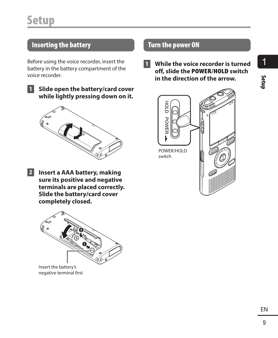 Setup | Olympus WS833 User Manual | Page 9 / 118