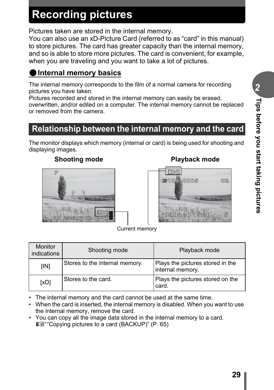 Recording pictures | Olympus FE-120 User Manual | Page 29 / 139