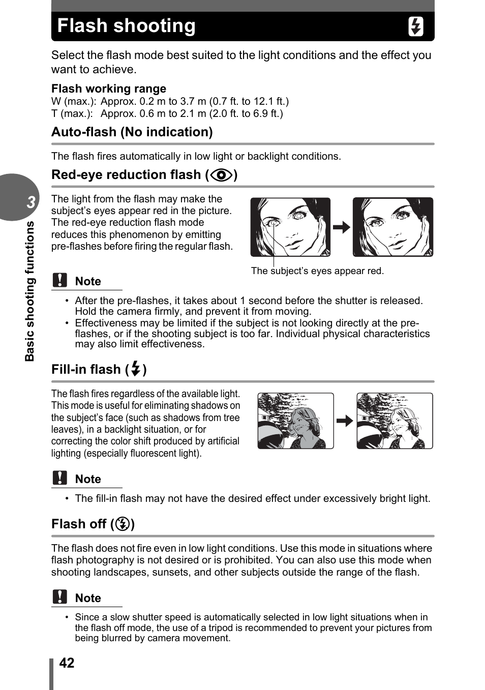 Flash shooting, P. 42 | Olympus FE-120 User Manual | Page 42 / 139